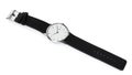 Stylish wrist watch on white background. Royalty Free Stock Photo