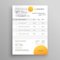 Stylish yellow vector invoice template