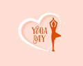 stylish yoga day event background with love heart design