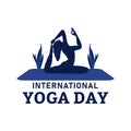 Stylish yoga day vector illustration, dark blue, yoga position, international yoga day special, Lady, Woman, woman doing yoga, 21