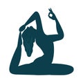 Stylish yoga day vector illustration, dark blue, yoga position, international yoga day special, woman doing yoga