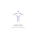 Stylish yoga logo. Stylized abstract figure of a person or face in Buddhist style. Vector