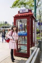 Stylish young chinese woman in a street of shanghai china