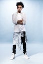 Stylish Young Hip Hop Male Dancer Against White Royalty Free Stock Photo