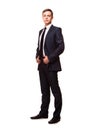 Stylish young man in suit and tie. Business style. Handsome man standing and looking at the camera Royalty Free Stock Photo