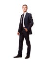 Stylish young man in suit and tie. Business style. Handsome man standing and looking at the camera Royalty Free Stock Photo