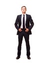 Stylish young man in suit and tie. Business style. Handsome man standing and looking at the camera Royalty Free Stock Photo