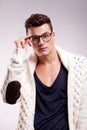 Stylish young man wearing glasses Royalty Free Stock Photo