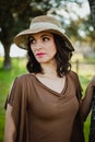 Stylish young woman with straw hat Royalty Free Stock Photo