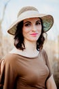 Stylish young woman with straw hat Royalty Free Stock Photo