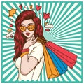 Summer Shopping Sale Pop Art Illustration Royalty Free Stock Photo