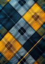 Stylishly Bold: A Closeup of a Yellow and Blue Plaid Tie Against