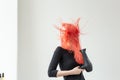 Stylist, fashion, hairdresser, people concept - woman drying her colored hair Royalty Free Stock Photo