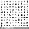 100 stylist icons set, simple style