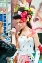 Stylist and model on show for creative makeup