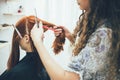 Stylist working in the beauty salon, haircut and hair styling Royalty Free Stock Photo