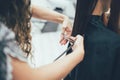 Stylist working in the beauty salon, haircut and hair styling Royalty Free Stock Photo