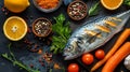 Stylistic close ups of dorado fish with unique spice and carrot combinations for captivating images