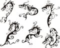 Stylistic dragon tattoos Royalty Free Stock Photo