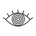 Stylistic human eye spiral. The concept of esotericism and the third eye in many religions. logo.