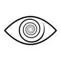 Stylistic human eye spiral. The concept of esotericism and the third eye in many religions. logo