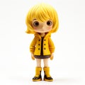 Stylistic Manga Doll: Ultra Detailed Yellow Figurine With Short Hair