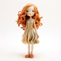 Stylistic Manga Figurine: Beautiful 3d Printed Orange Haired Girl Royalty Free Stock Photo