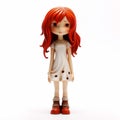 Stylistic Manga Figurine: Orange Haired Girl In White Dress