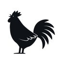 Stylistic silhouette of a rooster crowing. black logo template
