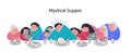 Stylization last supper flat collection family trendy flat people