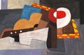 Stylization of the painting Guitar on the Fireplace