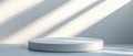 Stylize product placement backdrop, Modern mockup podium isolated in a plain background, emphasizing its clean lines and