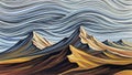 Abstract mountain landscape with flowing lines and golden hues Royalty Free Stock Photo