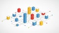 Abstract 3d data visualization with colorful cubes and network connections Royalty Free Stock Photo