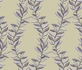 Stylized abstract leaves stem intertwined in a seamless pattern on a olive background. Tropical, creative, grey bracnhes leaf Royalty Free Stock Photo