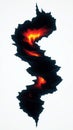 A stylized, abstract representation of flowing lava amidst dark rock formations Royalty Free Stock Photo