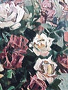 Stylized acrylic roses on textured canvas