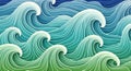 Stylized, AI-generated image of ocean waves, featuring dynamic, curving lines. The waves display Royalty Free Stock Photo