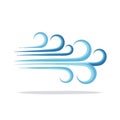 Stylized air flow illustration with light blue streams evoking breeze and wind currents graphic, vector format Royalty Free Stock Photo
