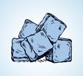 Ice cubes. Vector drawing icon Royalty Free Stock Photo