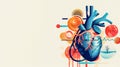 Stylized Anatomical Heart Illustration with Hypertension Concept. Generative ai