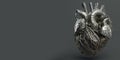 Stylized anatomical human heart made of metal and mechanisms