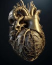 Stylized anatomical human heart made of metal and mechanisms