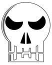 Stylized angry skull isolated in black and white