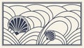 Stylized Art Deco Ocean Waves & Shells Vector, vector design Generative AI Royalty Free Stock Photo