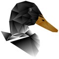 Stylized artistic Duck in mosaic fantasy isolated