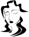 Stylized artistic woman face in black isolated Royalty Free Stock Photo
