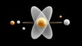 Stylized atom structure with orbiting quantum particles science