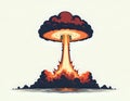 Stylized Atomic Mushroom Cloud Fiery Explosion on White Background Royalty Free Stock Photo