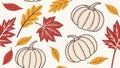 Stylized Autumn Pumpkin & Leaf Pattern, vector design Generative AI Royalty Free Stock Photo